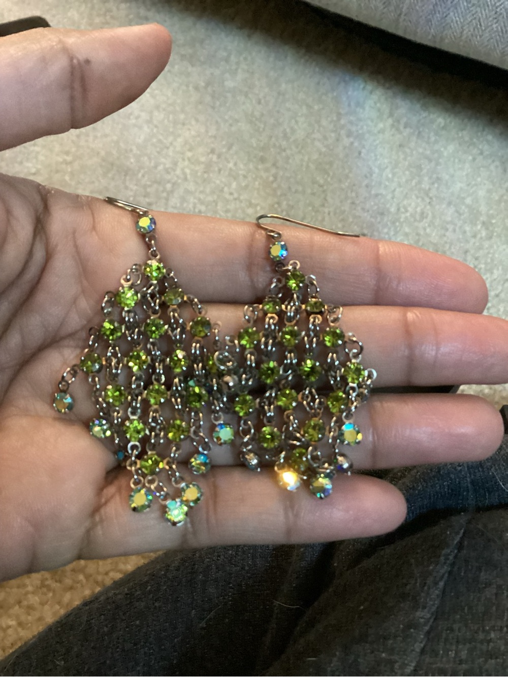 Dazzling Iridescent Green Gemstone Dangle Earrings